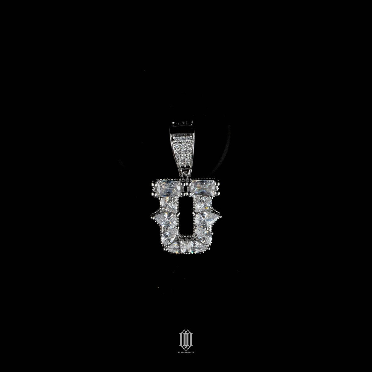 Distinct Cut Letter Pendant - White Gold - Letter U