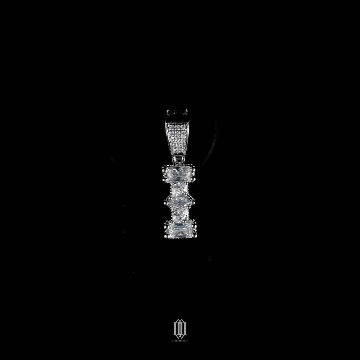 Distinct Cut Letter Pendant - White Gold - Letter I