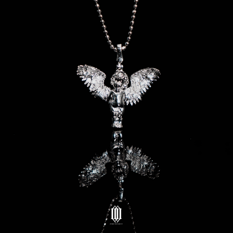 S925 Mini Cupid Pendant - White Gold