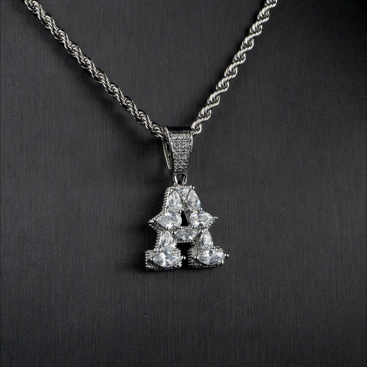 Distinct Cut Letter Pendant - White Gold