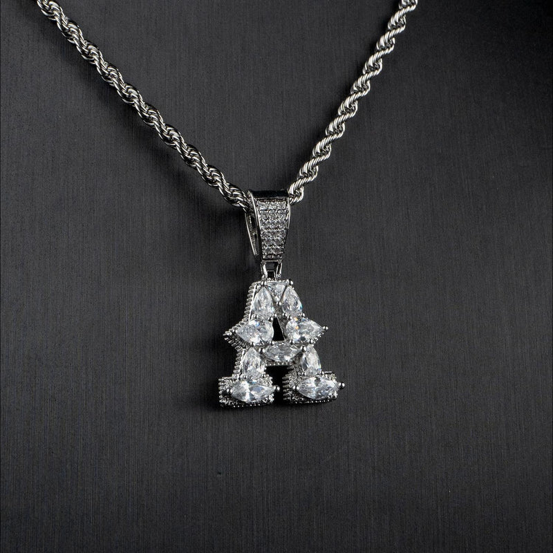 Distinct Cut Letter Pendant - White Gold