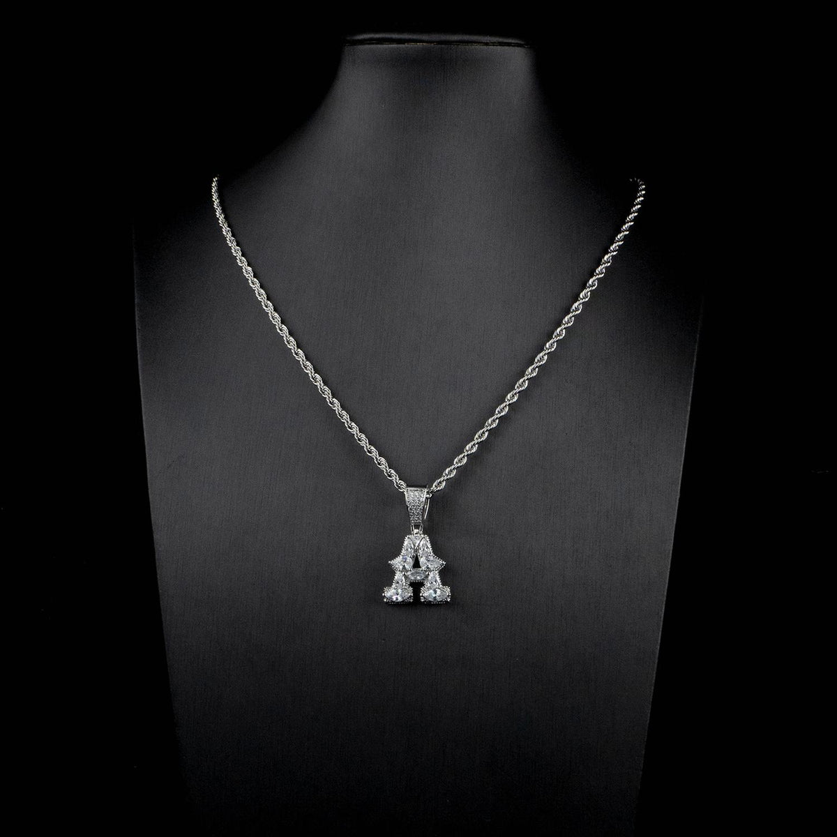 Distinct Cut Letter Pendant - White Gold