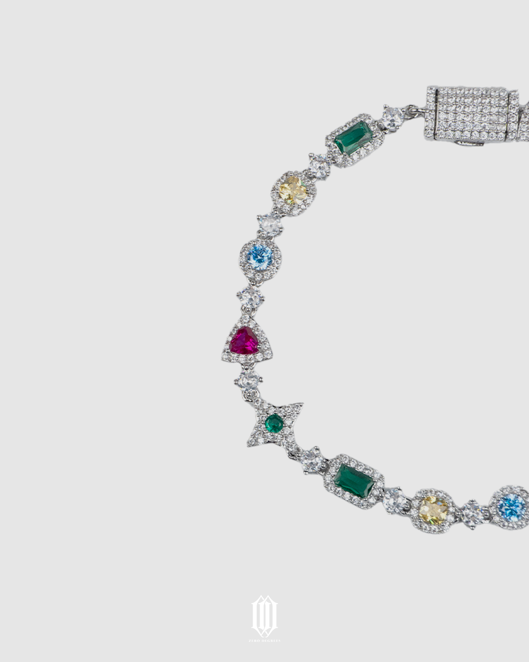 Multicolor Clustered Distinct Cut Bracelet 2.0 - White Gold