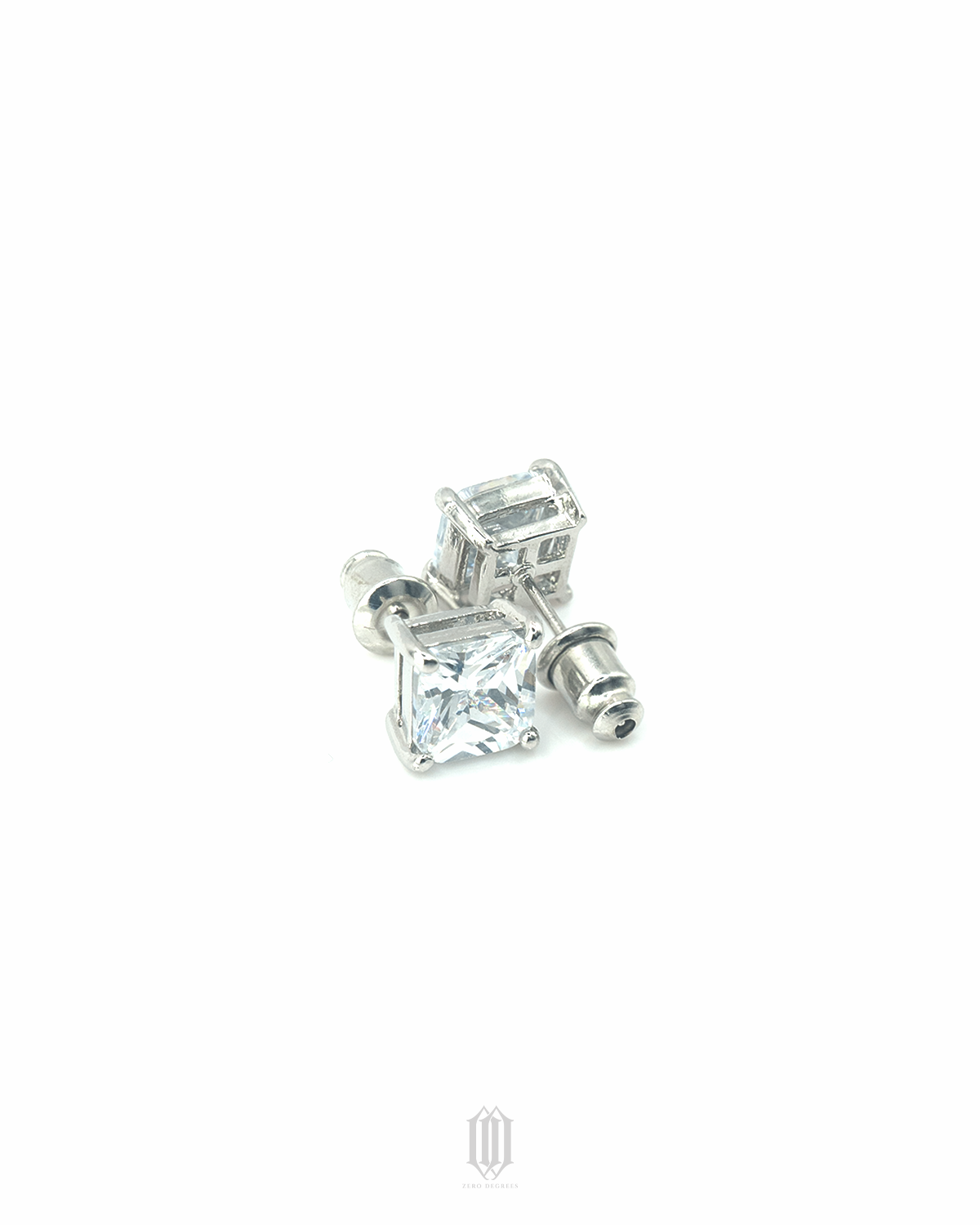 Princess Cut Earstuds - White Gold