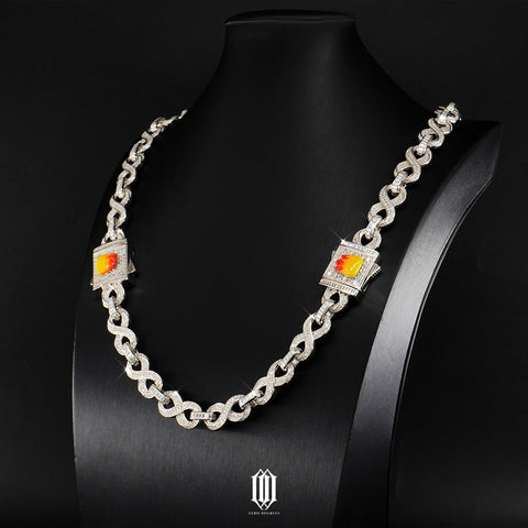 Baguette Infinity Link Necklace & Bracelet Set With Custom Flame Clasp