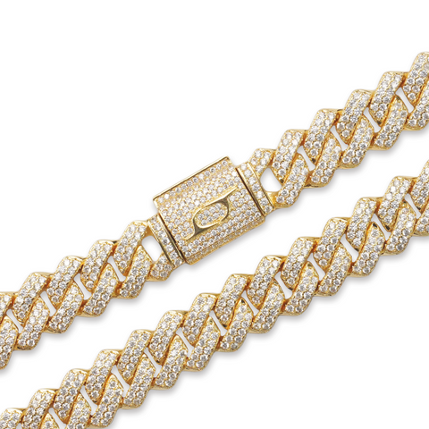 14mm Prong Cuban Link Chain - Gold