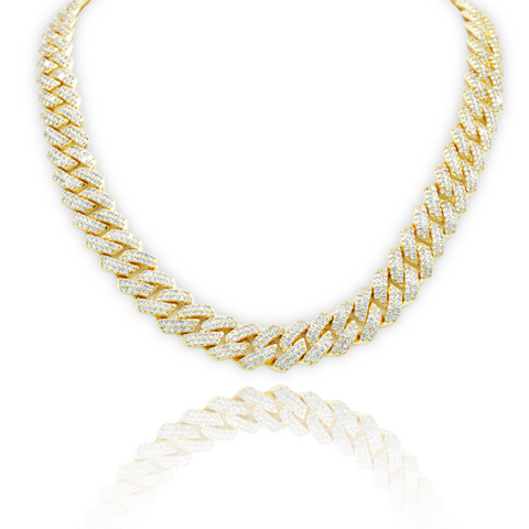 14mm Prong Cuban Link Chain - Gold