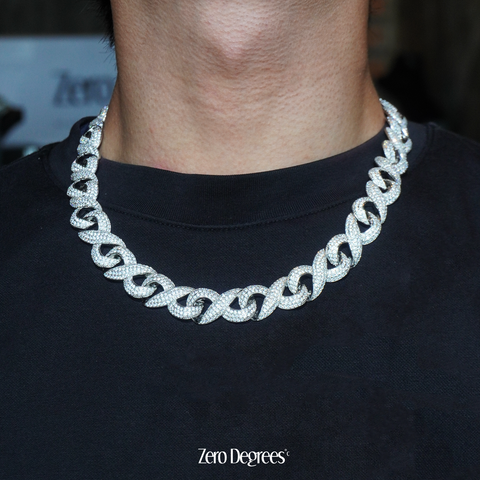 15mm Infinity Cuban Link Set - White Gold