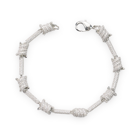 7mm Barb Wire Bracelet - White Gold