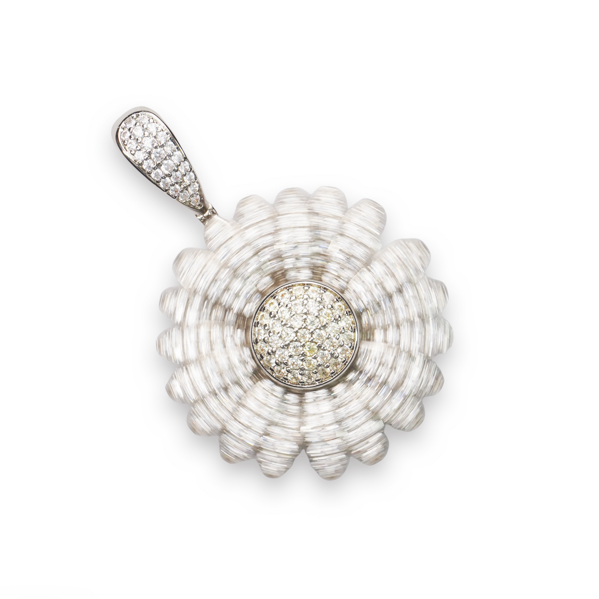 Sunflower Spinner Pendant - White Gold
