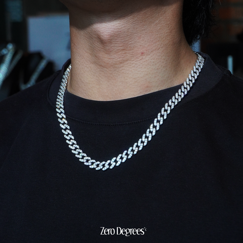 9mm Prong Cuban Link Chain - White Gold