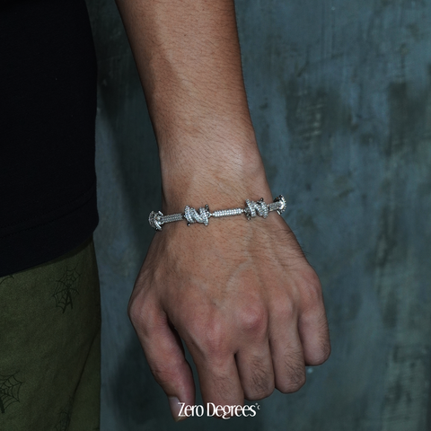 7mm Barb Wire Bracelet - White Gold