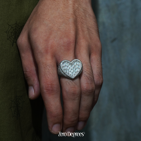 Chunky Heart Ring - White Gold