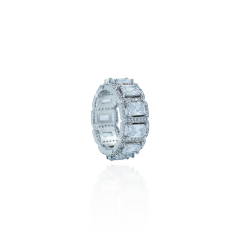 Clustered Baguette Ring - White Gold