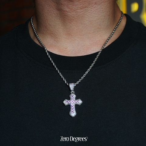 Clustered Cross Pendant - Pink