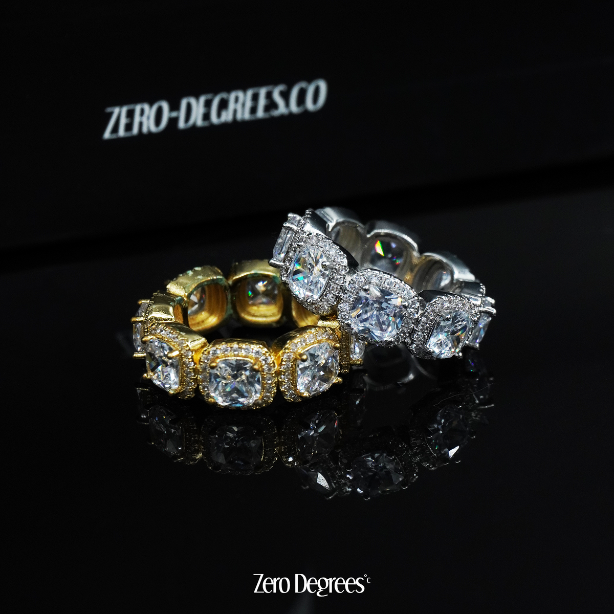 Clustered Cubic Ring - White Gold