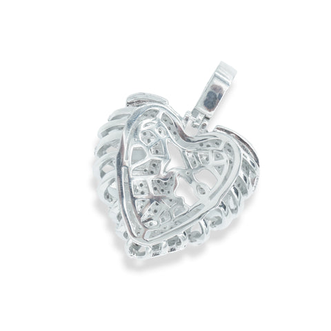 Caged Heart Pendant - White Gold