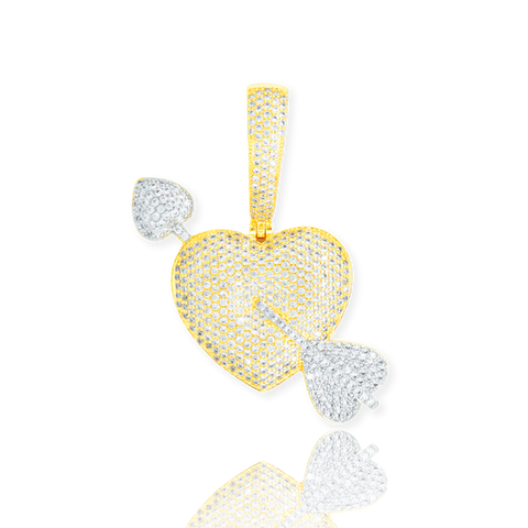2-Tone Cupid Heart Arrow Pendant