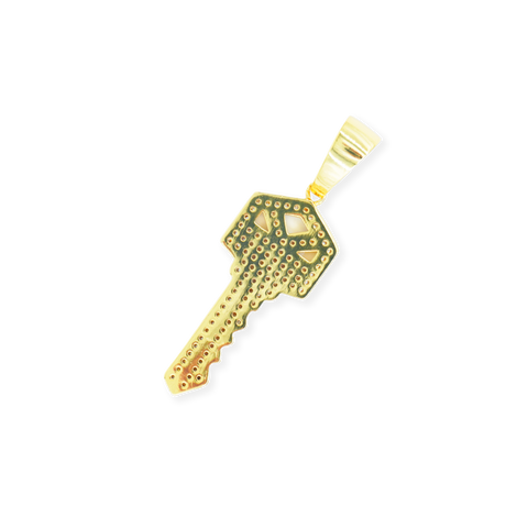 Iced Out Key Pendant - Gold