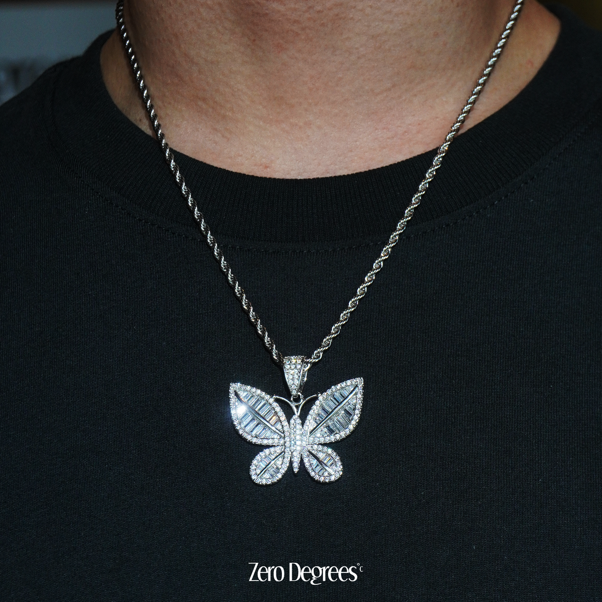 Mini Butterfly Pendant - White Gold