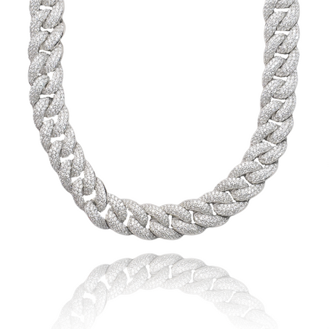 14mm Bubbly Cuban Link Chain - White Gold