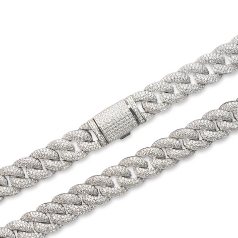 14mm Bubbly Cuban Link Chain - White Gold