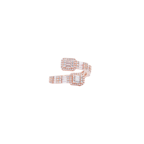 Clustered Baguette Twisted Ring - Rose Gold (Adjustable)