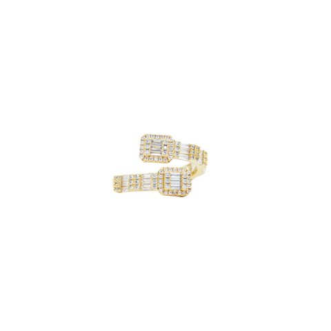 Clustered Baguette Twisted Ring - Gold (Adjustable)