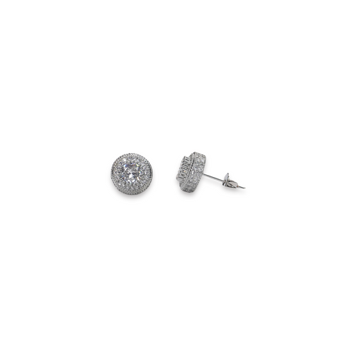 Clustered Round Cut Earrings - White Gold