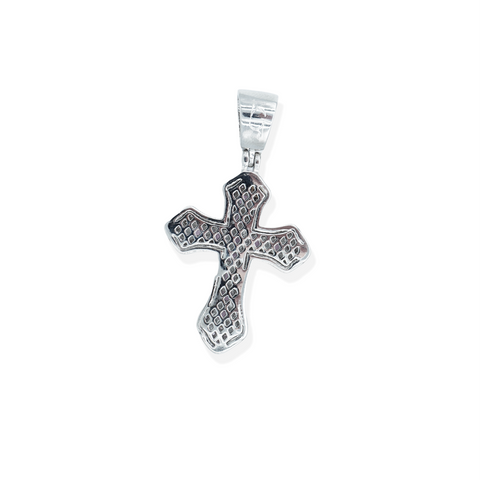 Clustered Cross Pendant - White Gold