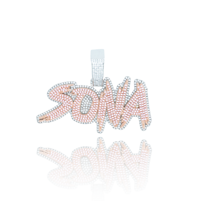 Custom 2 Tone Brushed Font Letter/Name Pendant
