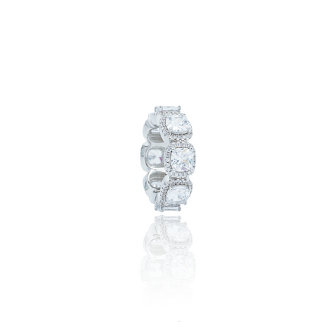 Clustered Cubic Ring - White Gold