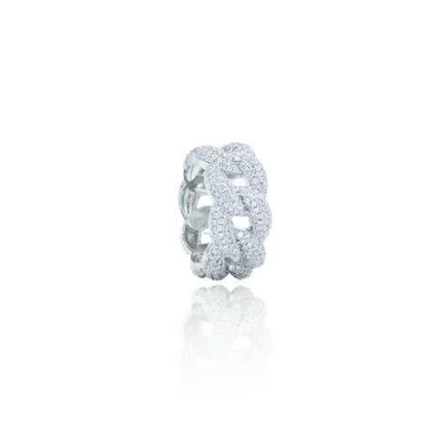 Bubbly Cuban Ring - White Gold