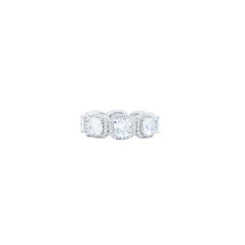 Clustered Cubic Ring - White Gold