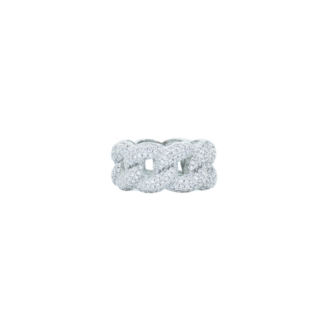 Bubbly Cuban Ring - White Gold